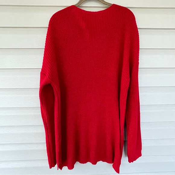 A Beautiful Soul Red Plunging V-neck Knit Sweater Size 3X - Picture 3 of 4